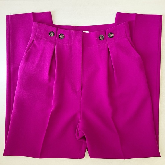 Topshop Trousers Betty Peg High Waisted Pants Magenta Pink Fuchsia Size 4 NWT - Picture 13 of 14